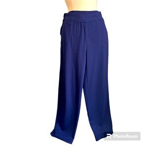 Emily Daniels L Blue Elastic Waist Cropped Pull On Knit Ankle Pants